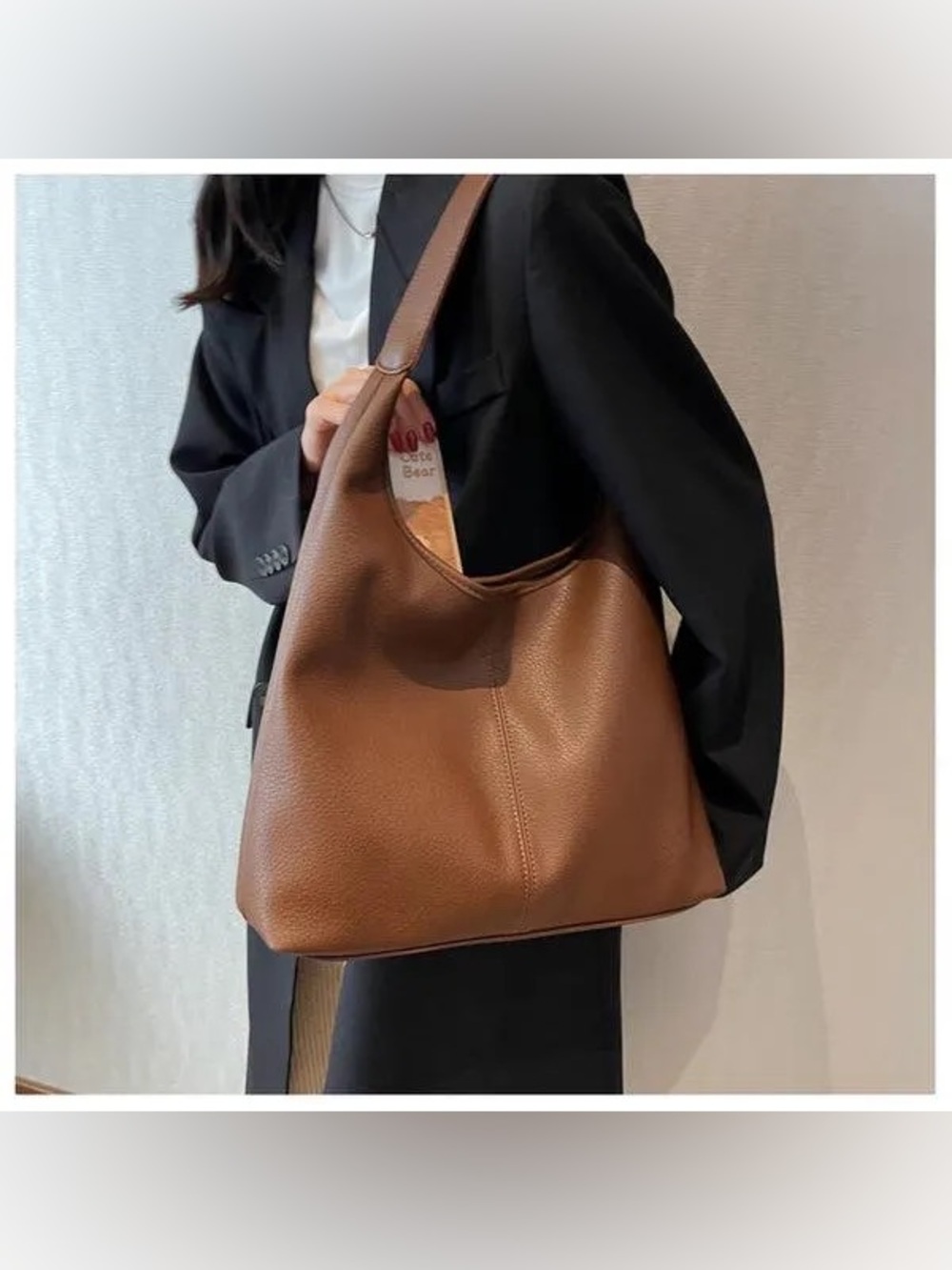 Antik Kraft Brown Pebbled Leather Hobo Bag